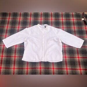 Liz Claiborne Womens 3X 100% Linen Long Sleeve Button Up White Shirt Plus Size